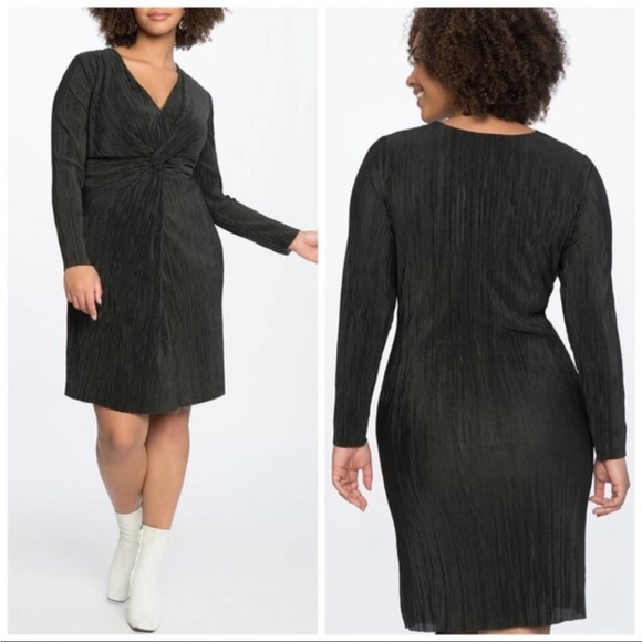 ELOQUII Twisted Knot Front Plisse Dress Size 22 - Picture 12 of 13